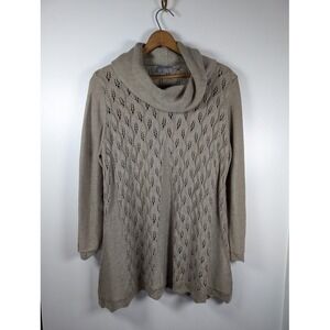 JOSEPH A Sweater Women's 3X Cowl Neck Tunic Cable Knit‎ Forest Fairy Cottagecore